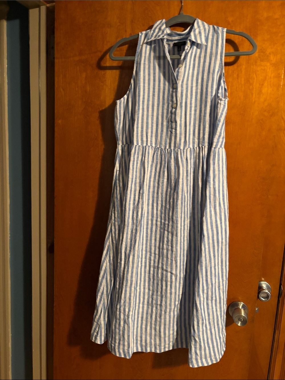 Talbots Blue & White Vertical Stripe Button-Down Shirt